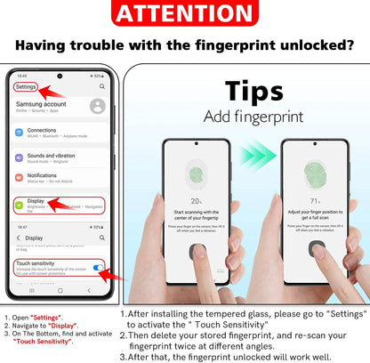 Tempered Glass for Samsung Galaxy S21-S25 📱 | Fingerprint Unlock Compatible