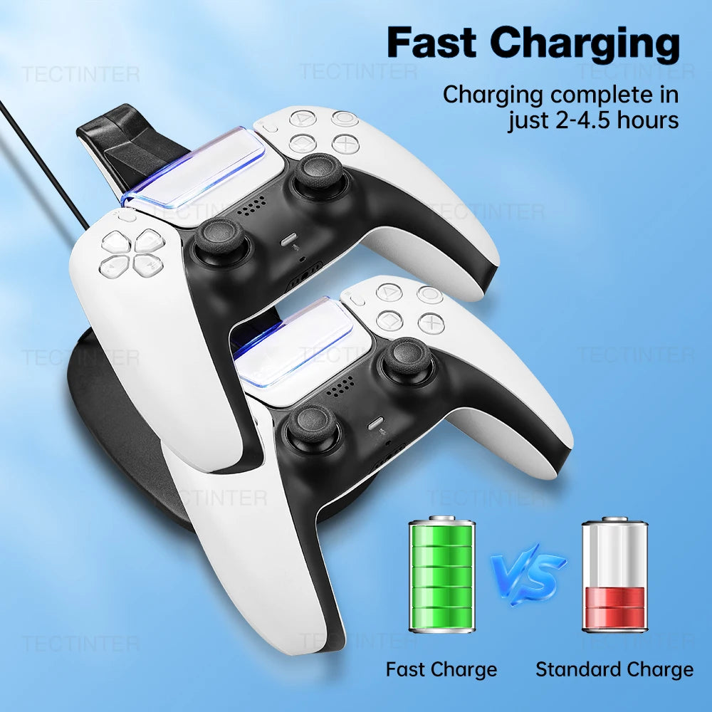 PS5 Dual Controller Charging Station 🎮 | Type-C Dock for Dual Sense Controllers