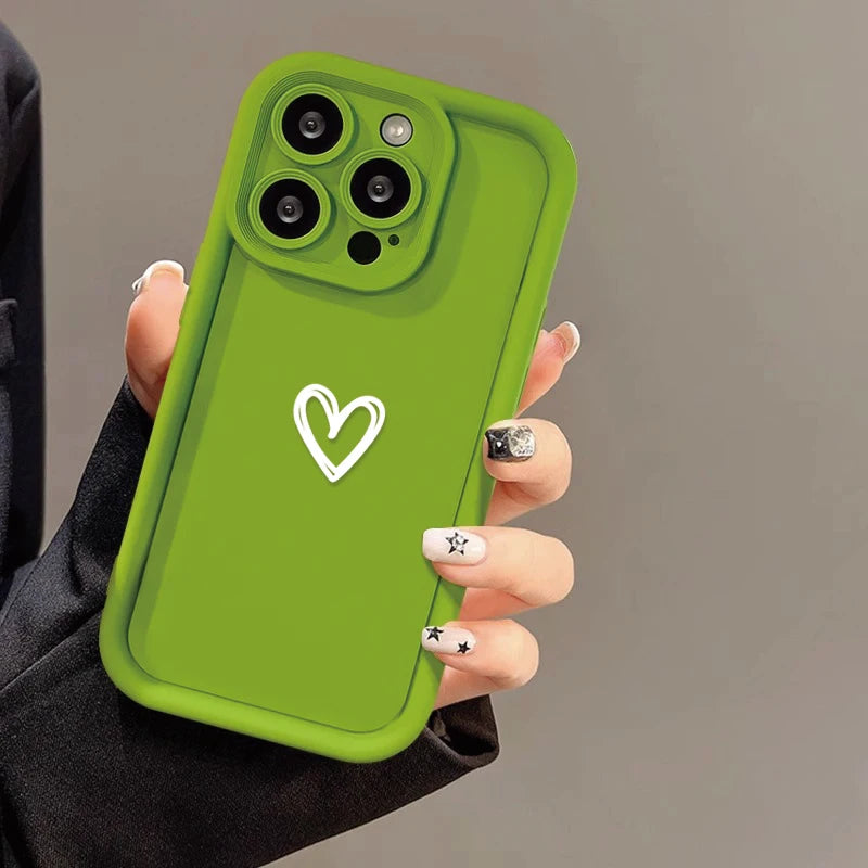 Love Heart Soft Case | Shockproof Bumper for iPhone 15-7 Series