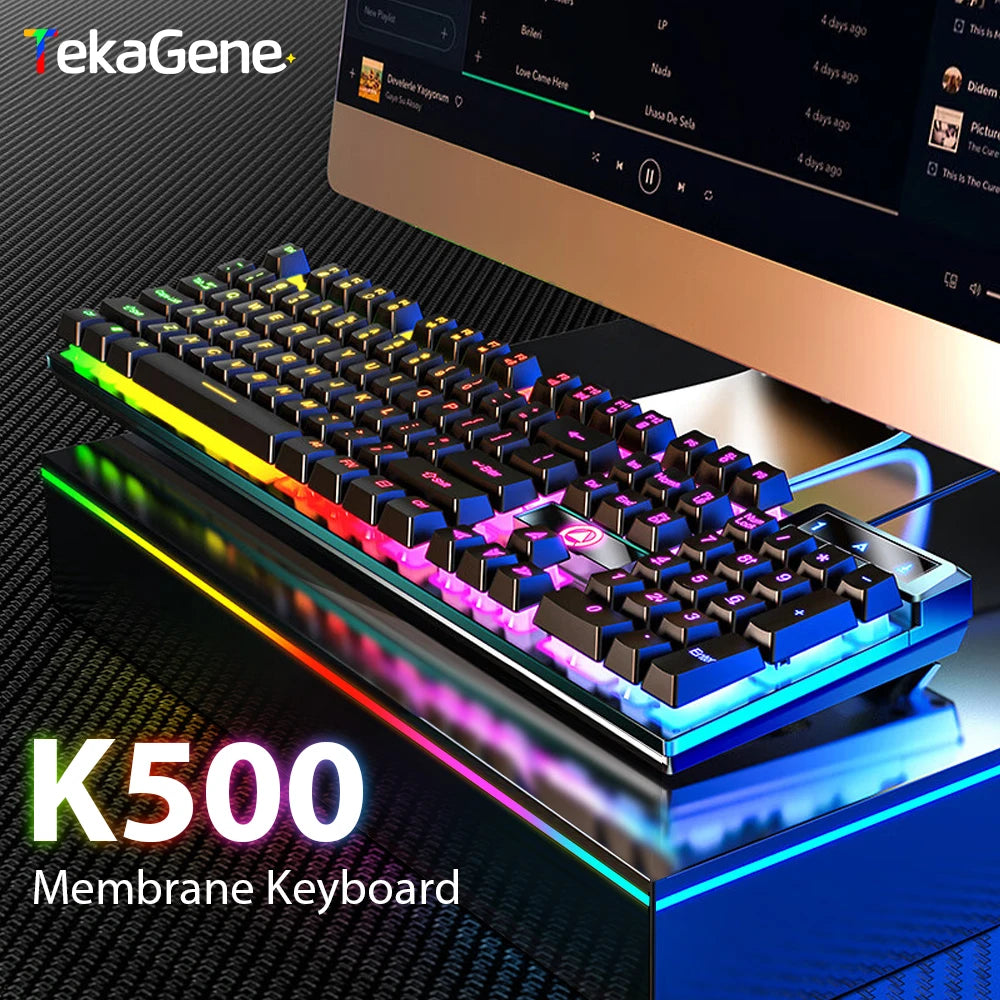 K500 Wired Keyboard | 104-Key Mechanical Feel for Office & Gaming 🎮